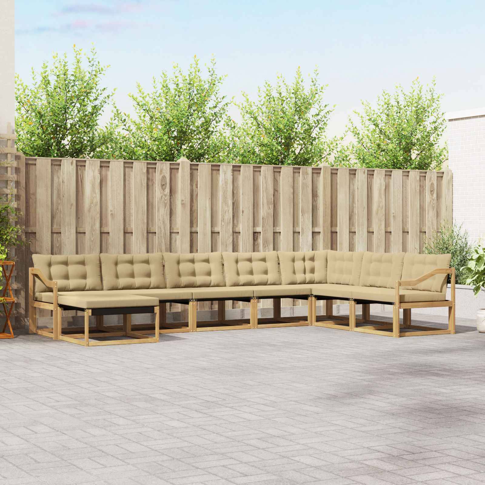 vidaXL Outdoor-Sofagarnitur mit Kissen 8 pcs Weiß und Beige