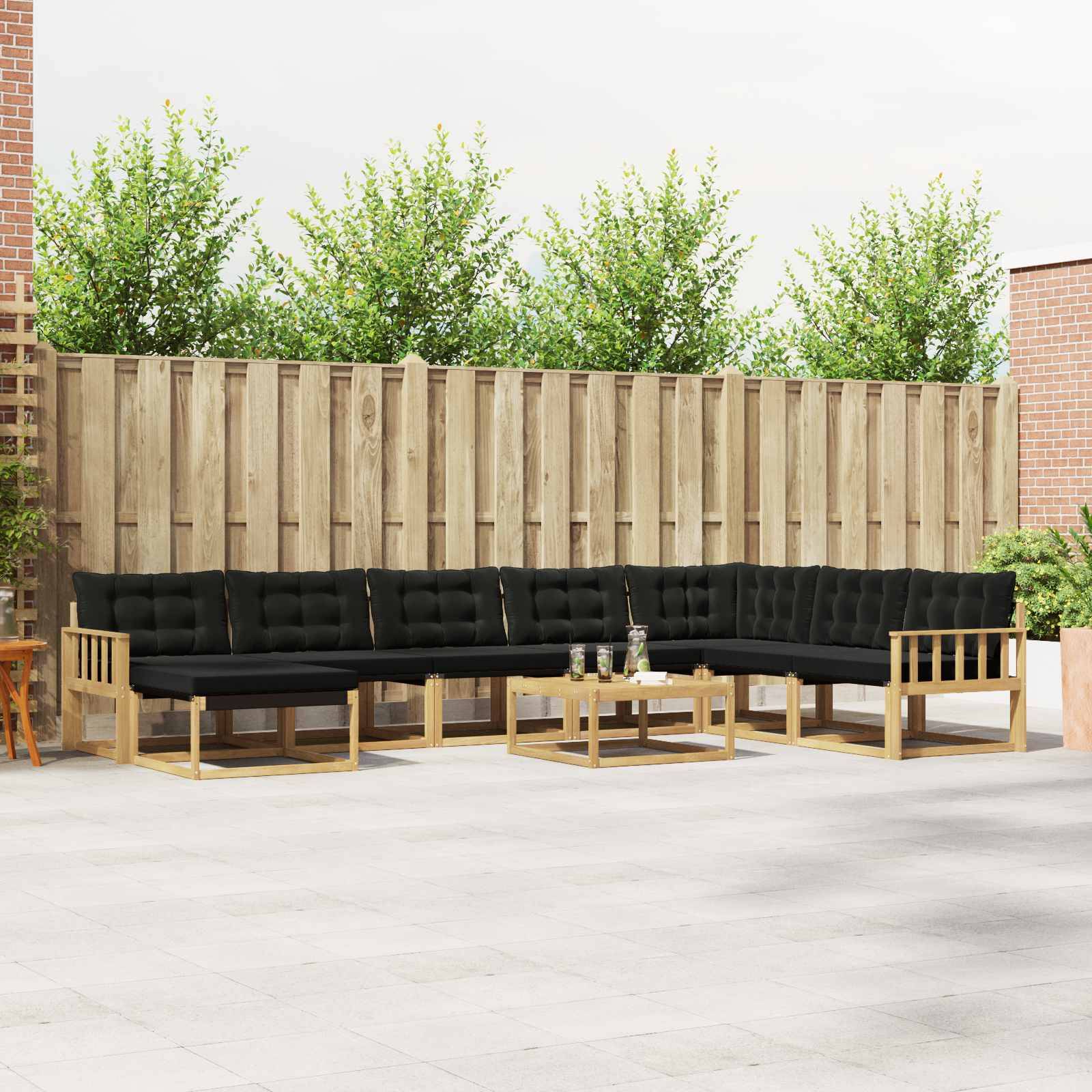 vidaXL Outdoor-Sofagarnitur 9 pcs Weiß und Schwarz 79 x 79 x 37 cm