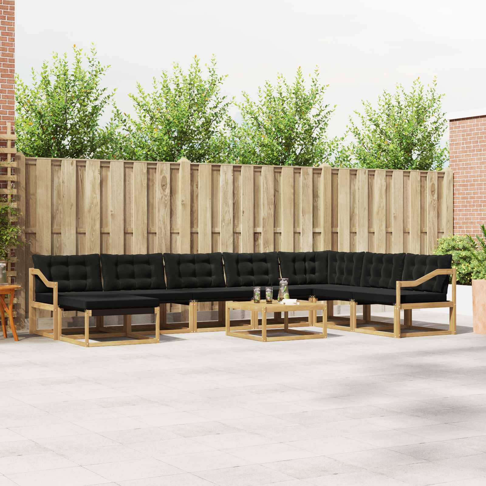vidaXL Outdoor-Sofagarnitur 9 pcs Weiß und Schwarz 79 x 79 x 37 cm