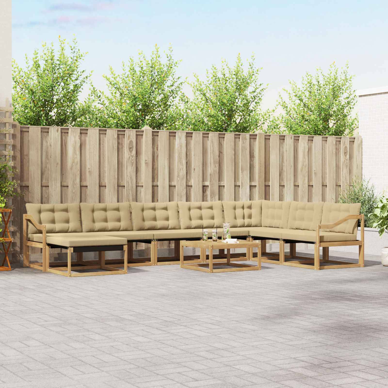 vidaXL Outdoor-Sofagarnitur 9 pcs Weiß und Beige 79 x 79 x 37 cm