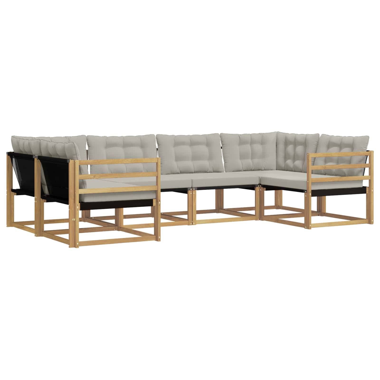 vidaXL Outdoor-Sofagarnitur mit Kissen 6 pcs Weiß und Hellgrau