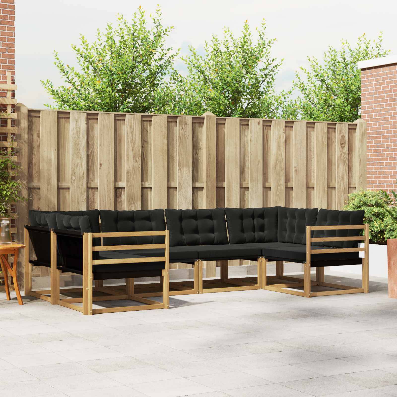 vidaXL Outdoor-Sofagarnitur mit Kissen 6 pcs Weiß und Schwarz