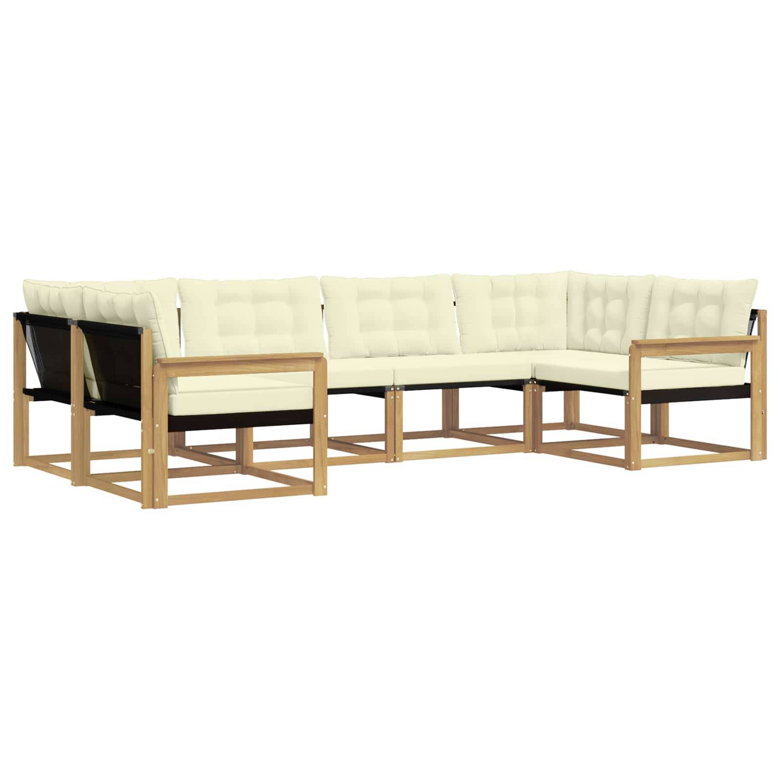 vidaXL Outdoor-Sofagarnitur mit Kissen 6 pcs Weiß und Creme