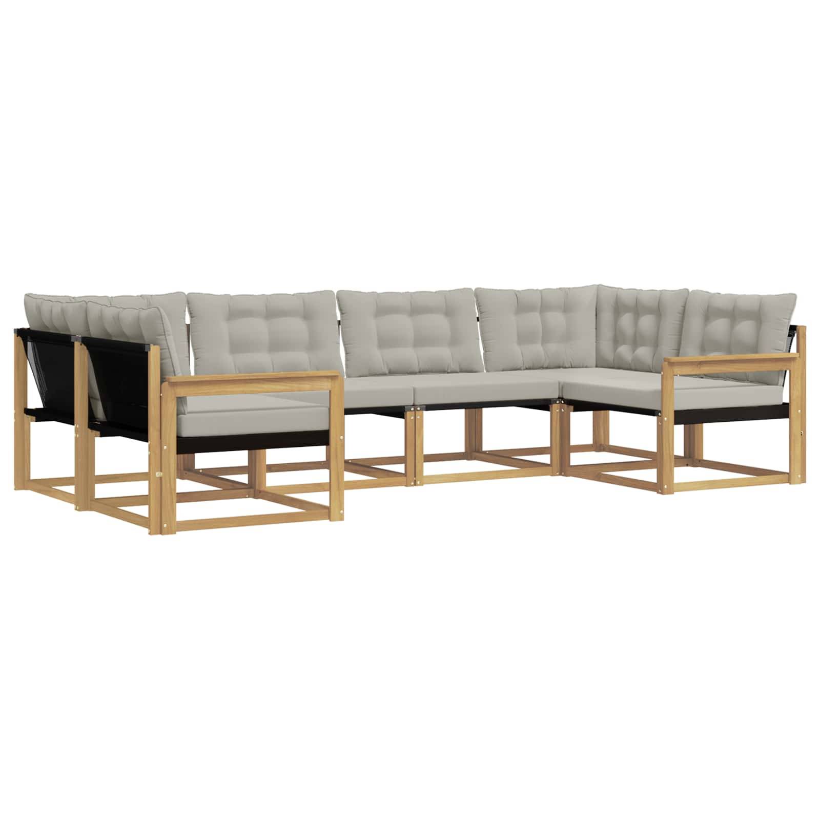 vidaXL Outdoor-Sofagarnitur mit Kissen 6 pcs Weiß und Hellgrau