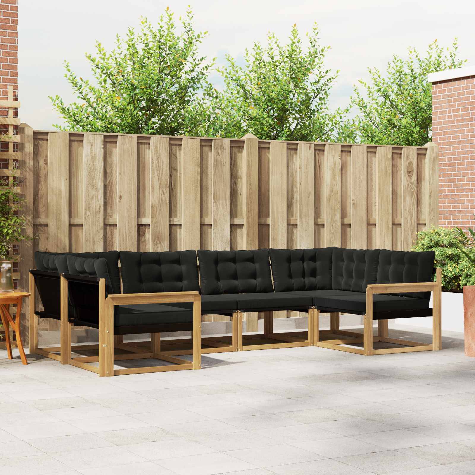 vidaXL Outdoor-Sofagarnitur mit Kissen 6 pcs Weiß und Schwarz