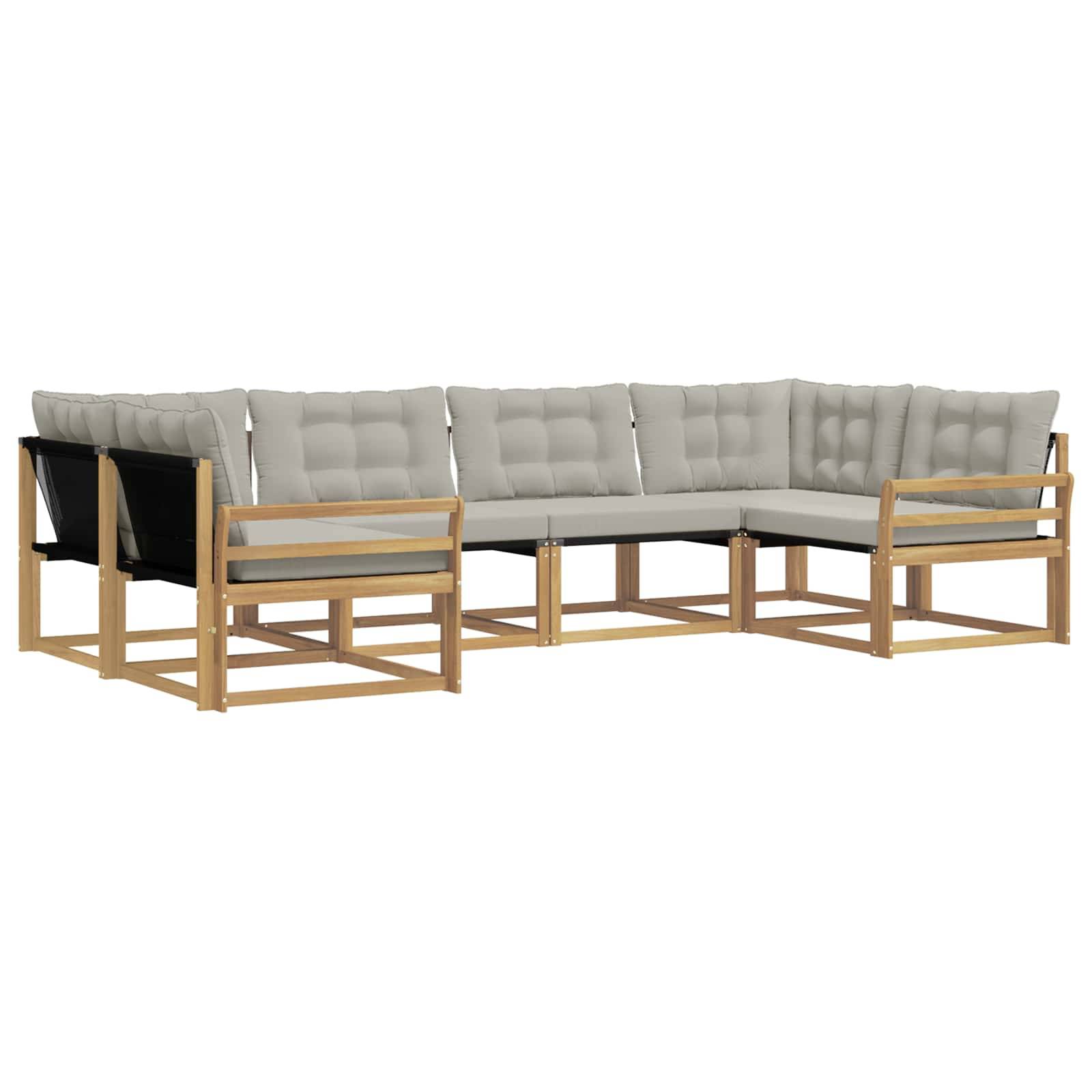 vidaXL Outdoor-Sofagarnitur mit Kissen 6 pcs Weiß und Hellgrau