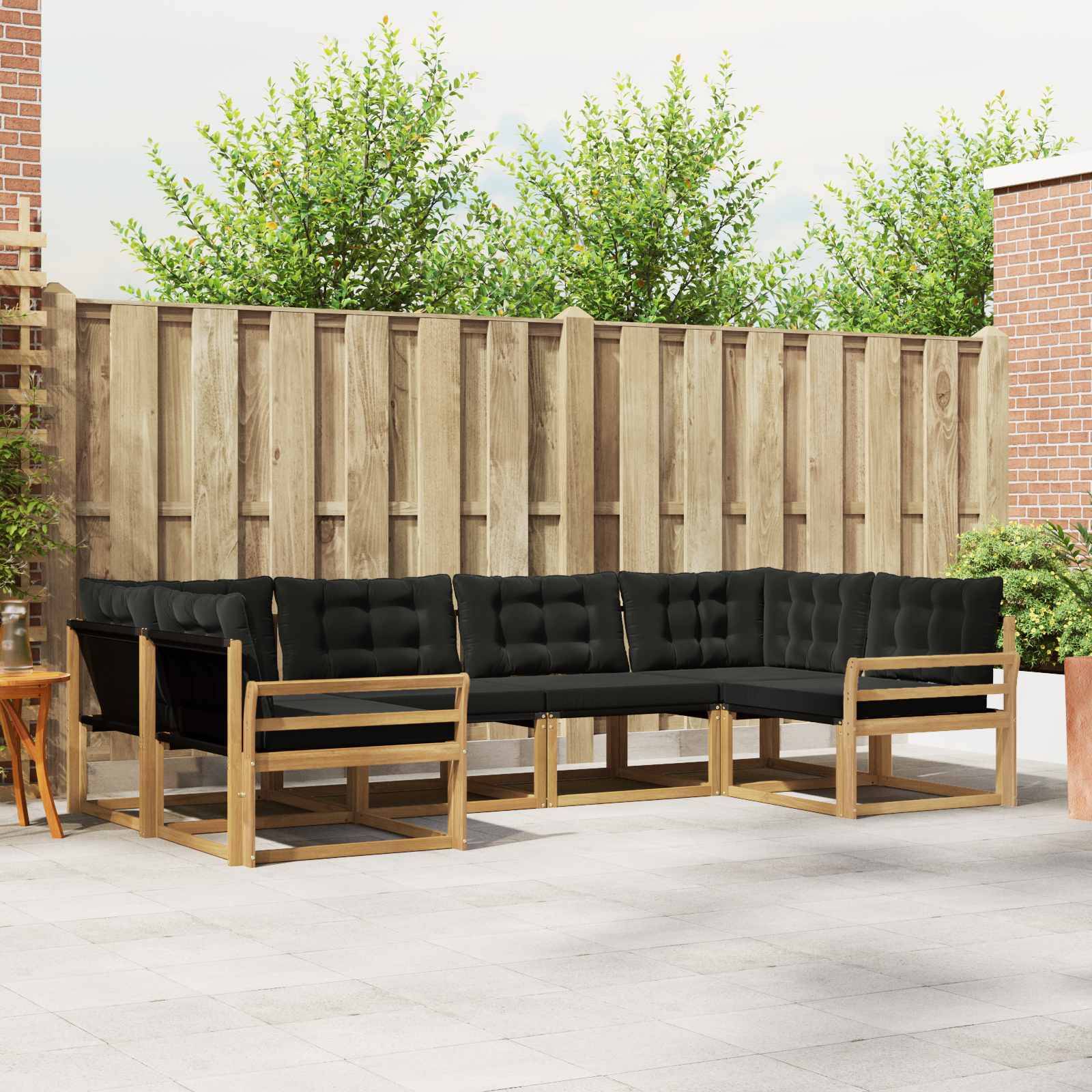 vidaXL Outdoor-Sofagarnitur mit Kissen 6 pcs Weiß und Schwarz