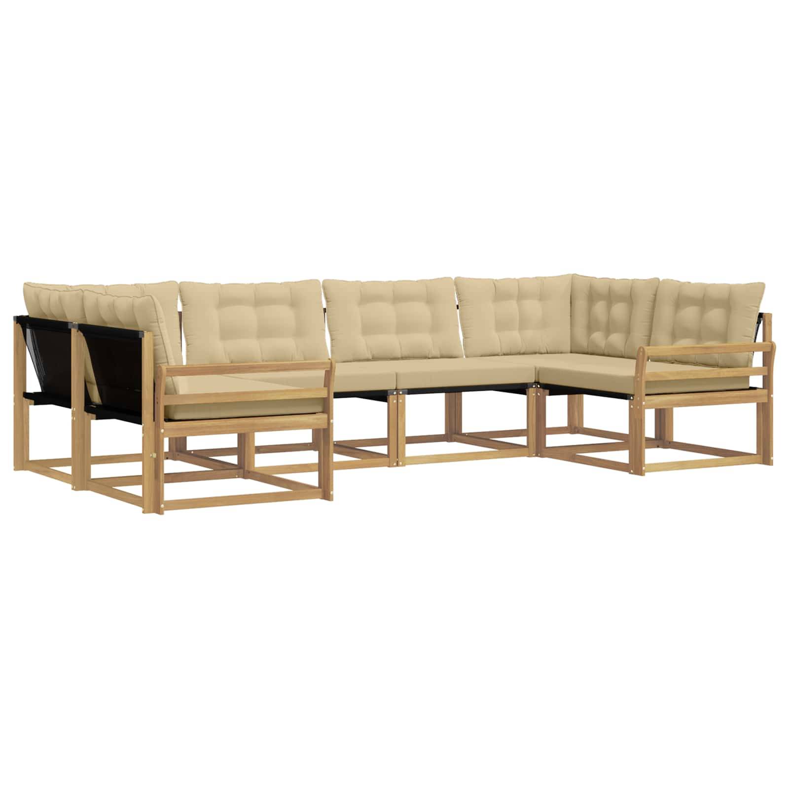 vidaXL Outdoor-Sofagarnitur mit Kissen 6 pcs Weiß und Beige