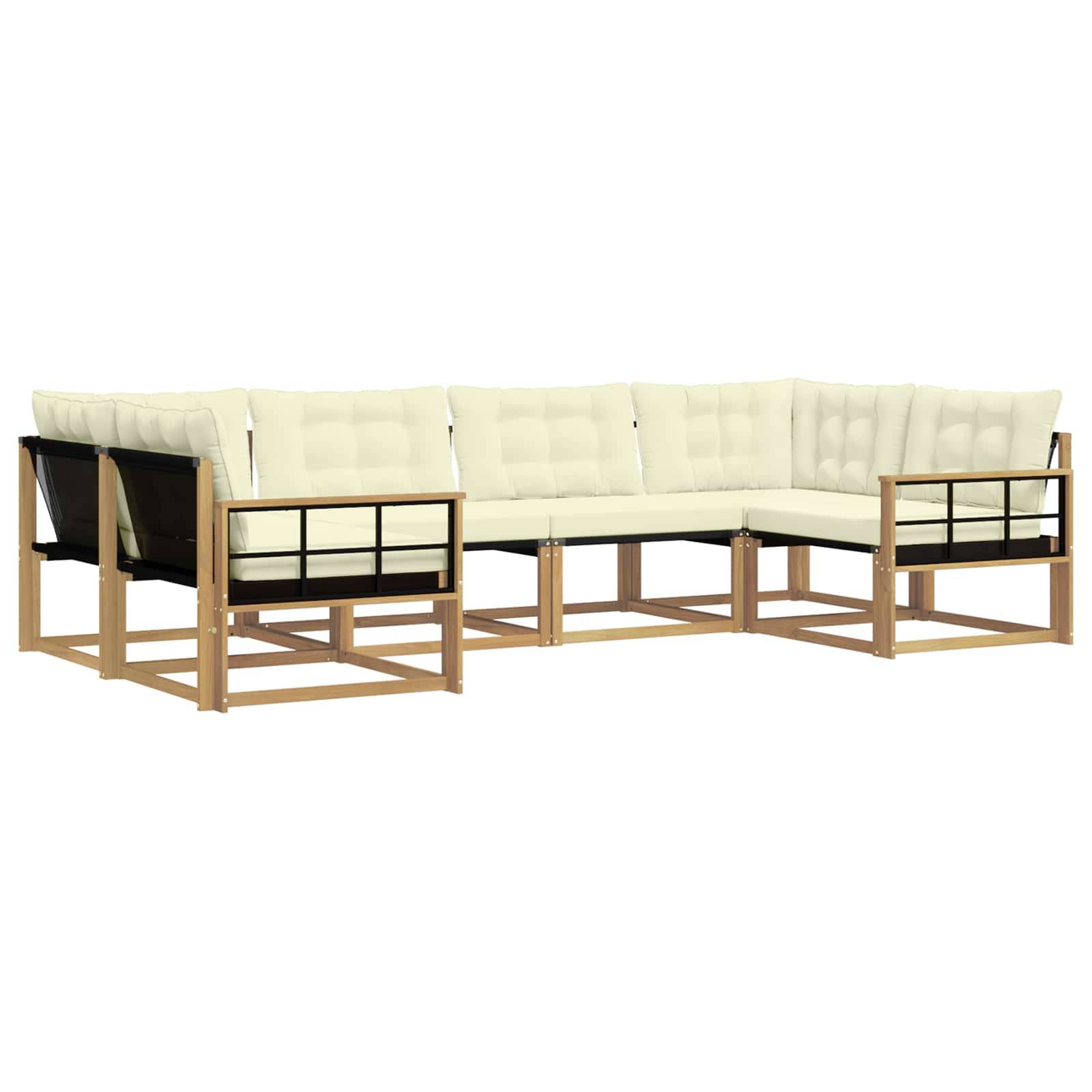vidaXL Outdoor-Sofagarnitur mit Kissen 6 pcs Weiß und Creme