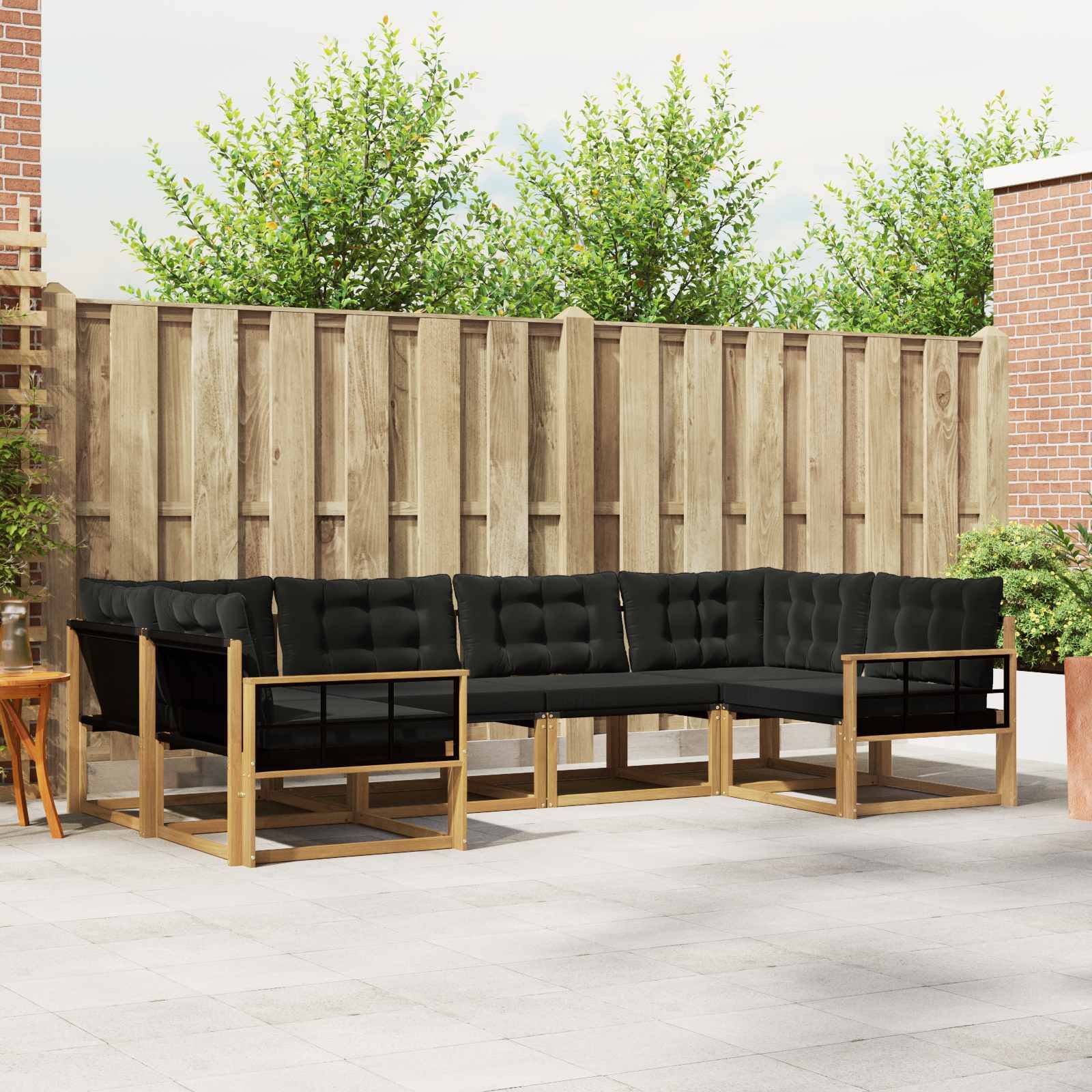 vidaXL Outdoor-Sofagarnitur mit Kissen 6 pcs Weiß und Schwarz