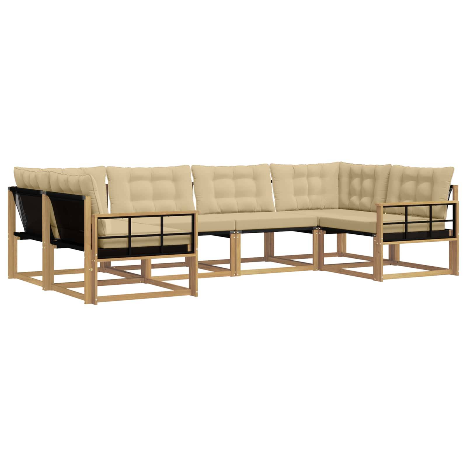 vidaXL Outdoor-Sofagarnitur mit Kissen 6 pcs Weiß und Beige