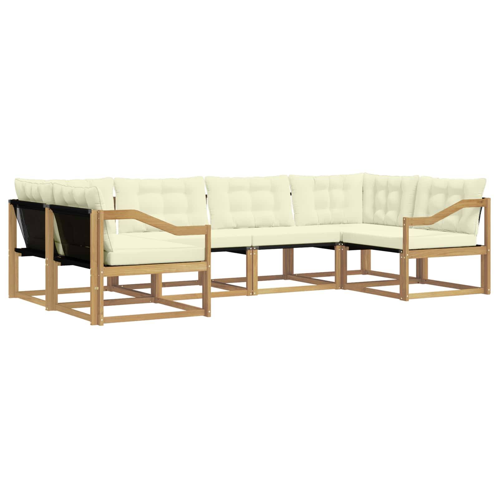 vidaXL Outdoor-Sofagarnitur mit Kissen 6 pcs Weiß und Creme