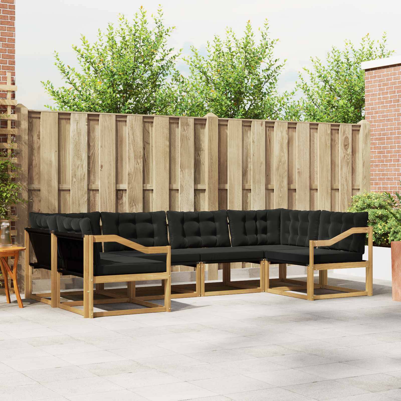 vidaXL Outdoor-Sofagarnitur mit Kissen 6 pcs Weiß und Schwarz