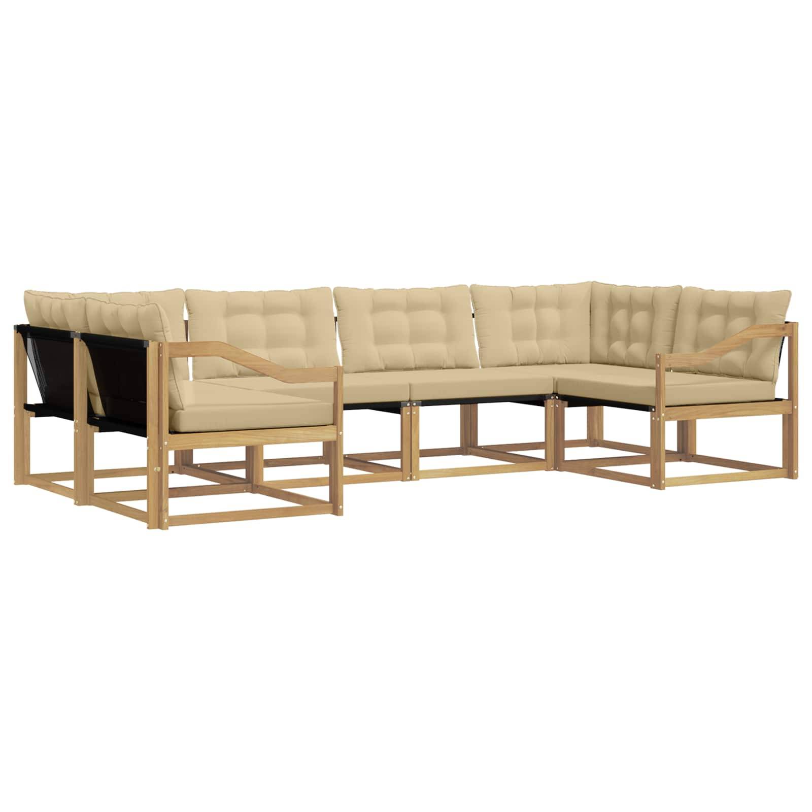 vidaXL Outdoor-Sofagarnitur mit Kissen 6 pcs Weiß und Beige