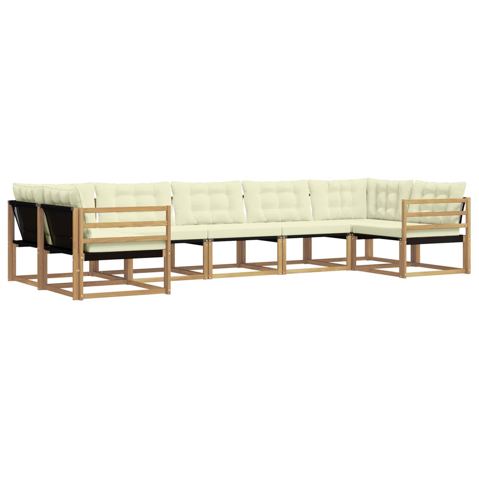 vidaXL Outdoor-Sofagarnitur mit Kissen 7 pcs Weiß und Creme