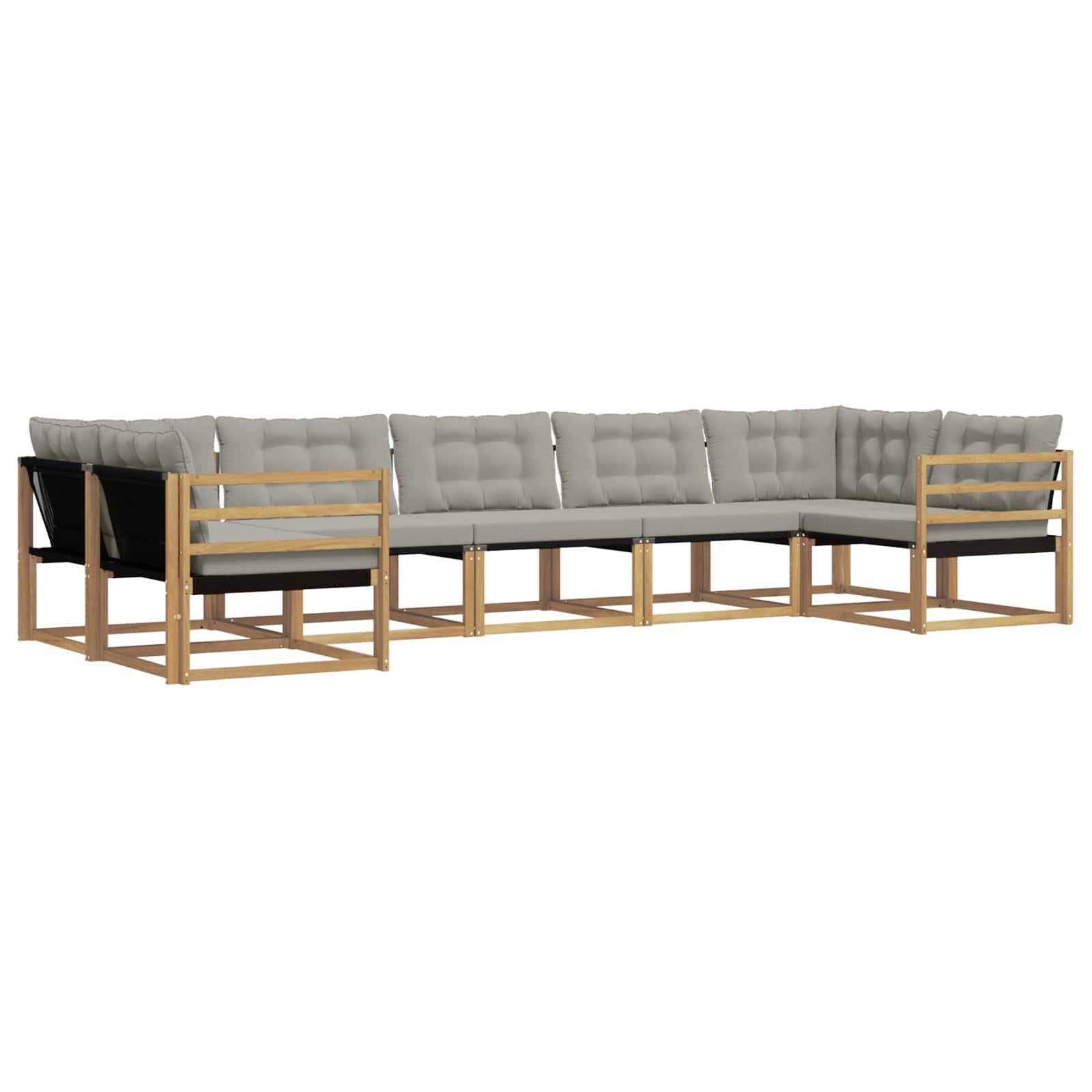 vidaXL Outdoor-Sofagarnitur mit Kissen 7 pcs Weiß und Hellgrau