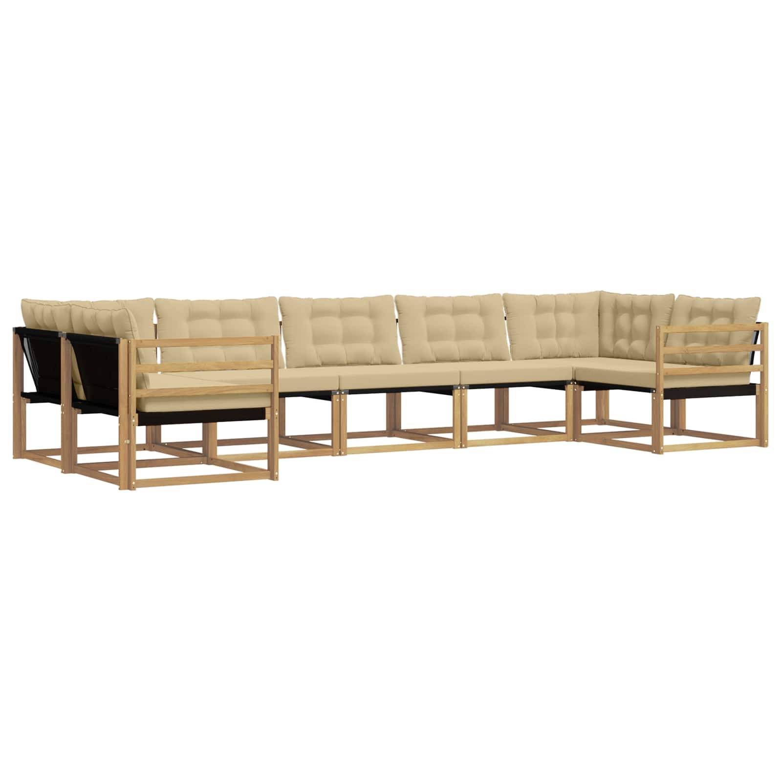vidaXL Outdoor-Sofagarnitur mit Kissen 7 pcs Weiß und Beige