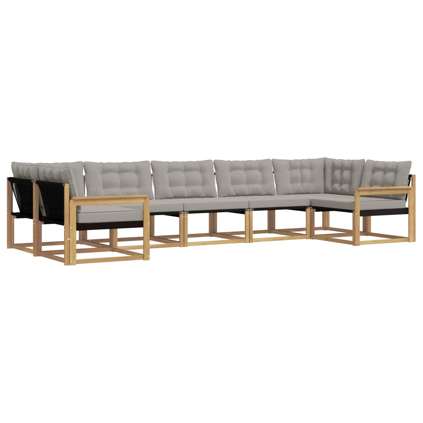 vidaXL Outdoor-Sofagarnitur mit Kissen 7 pcs Weiß und Hellgrau