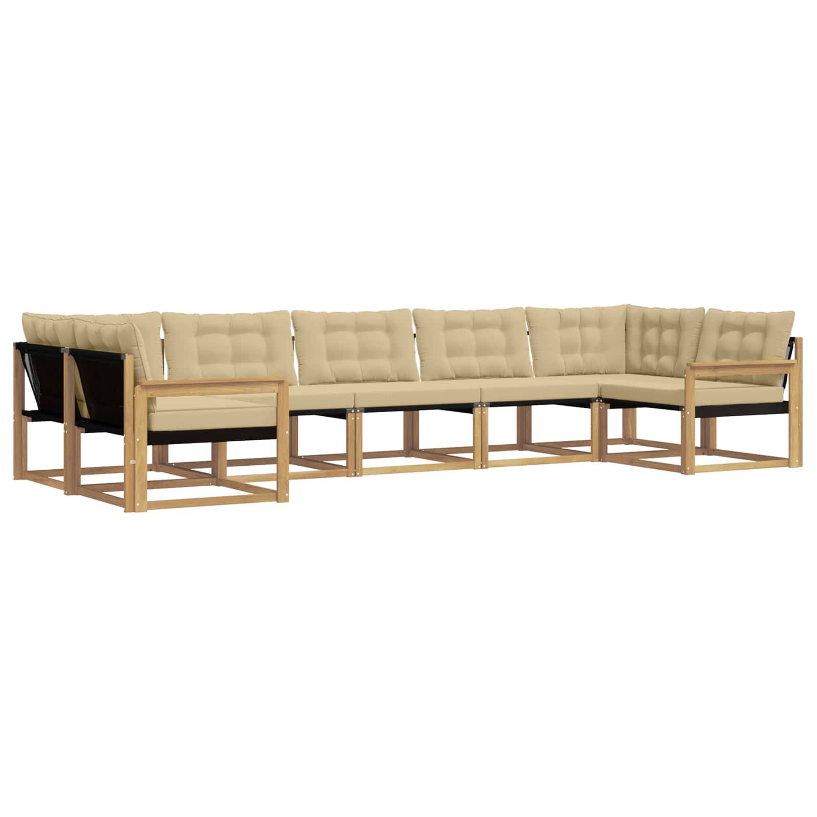 vidaXL Outdoor-Sofagarnitur mit Kissen 7 pcs Weiß und Beige