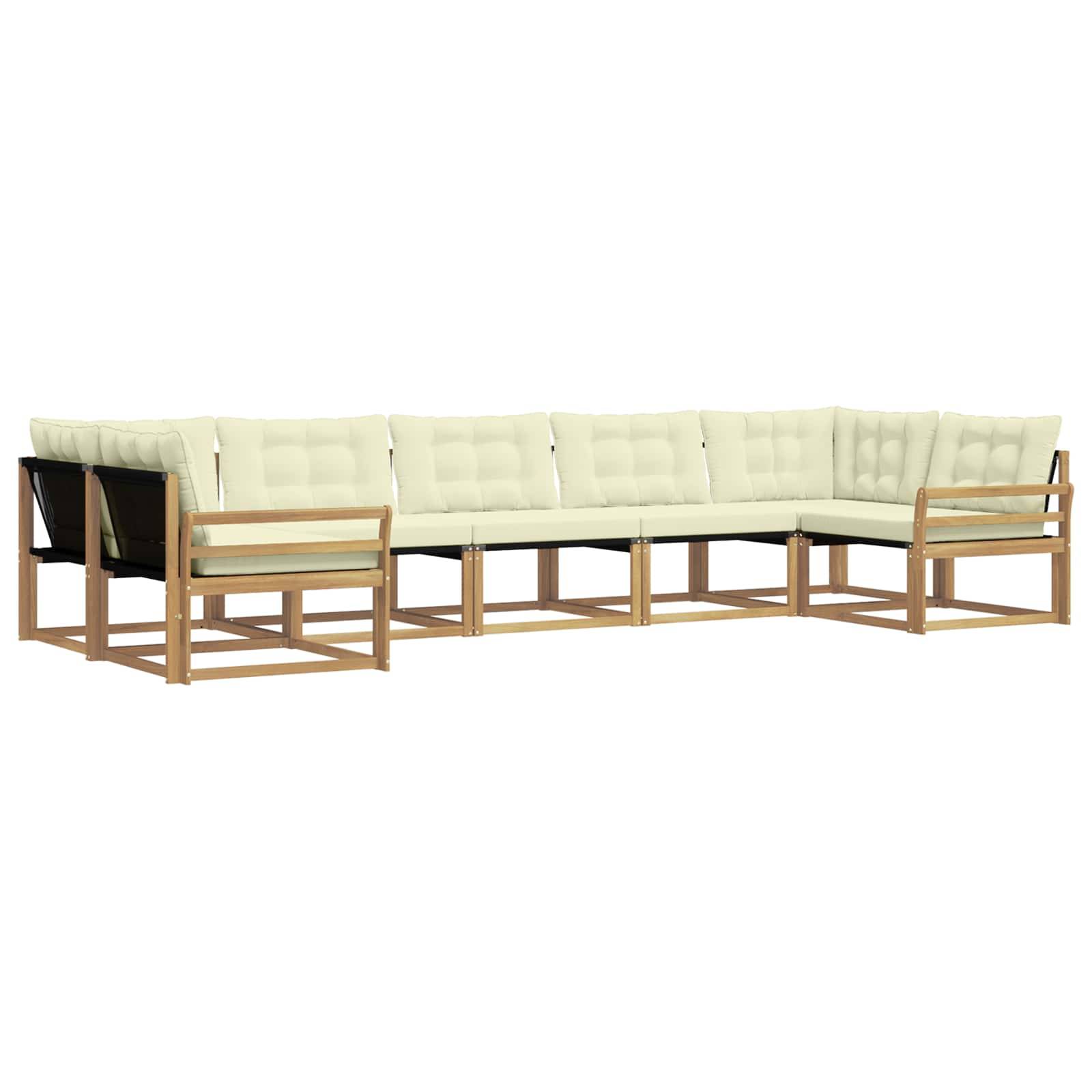 vidaXL Outdoor-Sofagarnitur mit Kissen 7 pcs Weiß und Creme