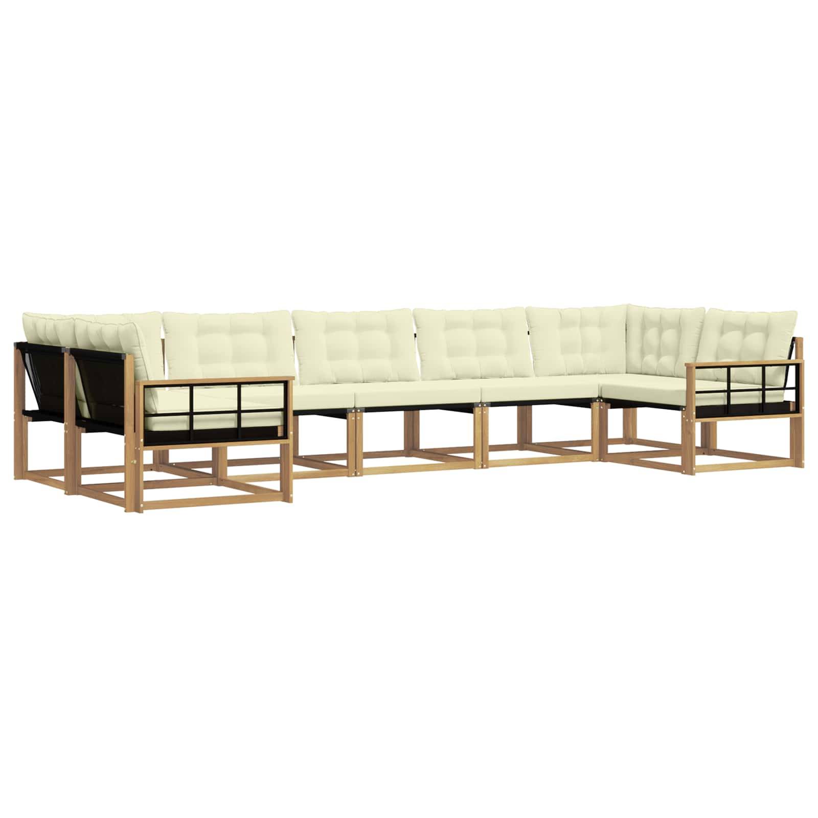 vidaXL Outdoor-Sofagarnitur mit Kissen 7 pcs Weiß und Creme
