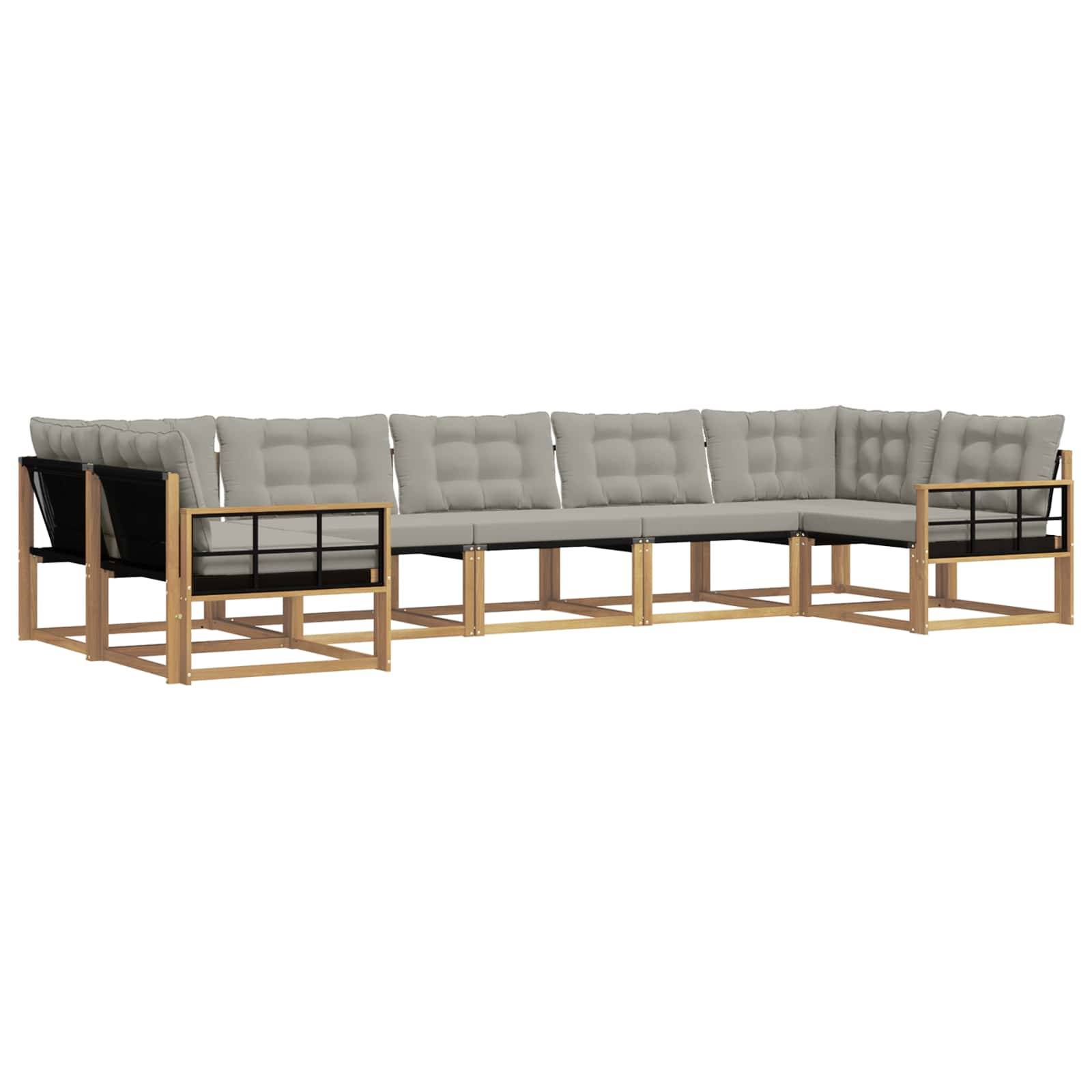 vidaXL Outdoor-Sofagarnitur mit Kissen 7 pcs Weiß und Hellgrau