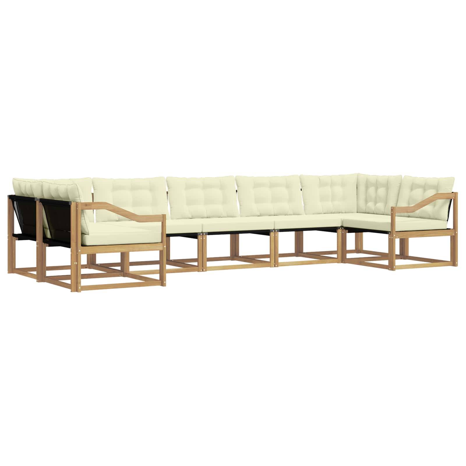 vidaXL Outdoor-Sofagarnitur mit Kissen 7 pcs Weiß und Creme
