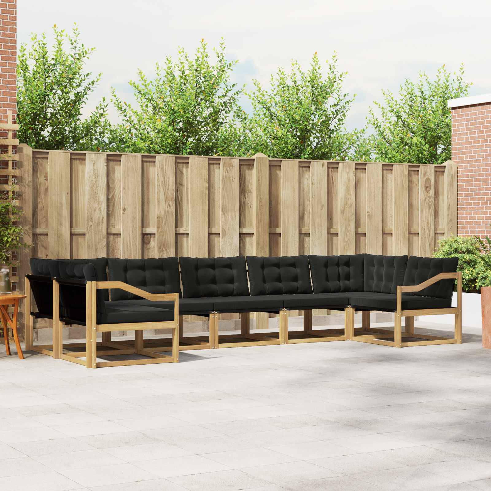 vidaXL Outdoor-Sofagarnitur mit Kissen 7 pcs Weiß und Schwarz