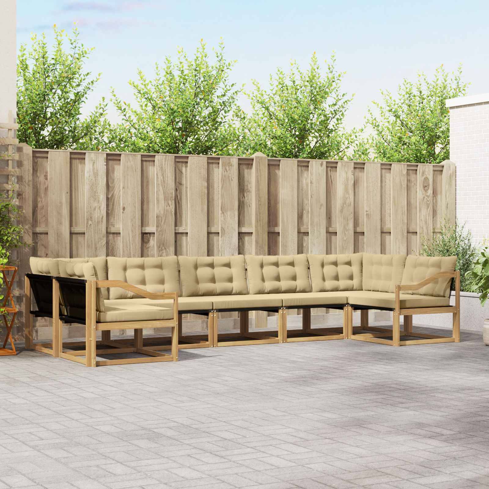 vidaXL Outdoor-Sofagarnitur mit Kissen 7 pcs Weiß und Beige