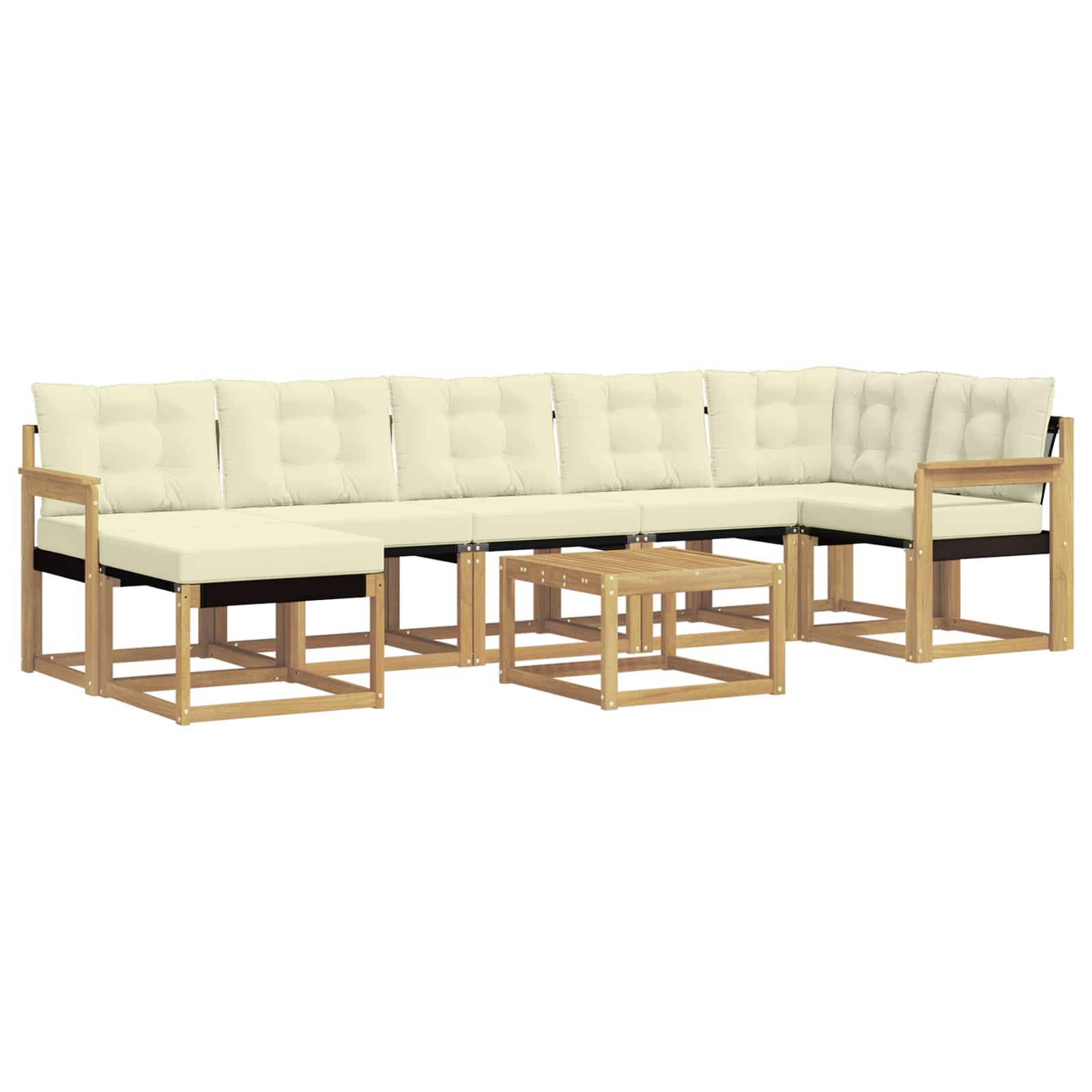 vidaXL Outdoor-Sofagarnitur mit Kissen 8 pcs Weiß und Creme