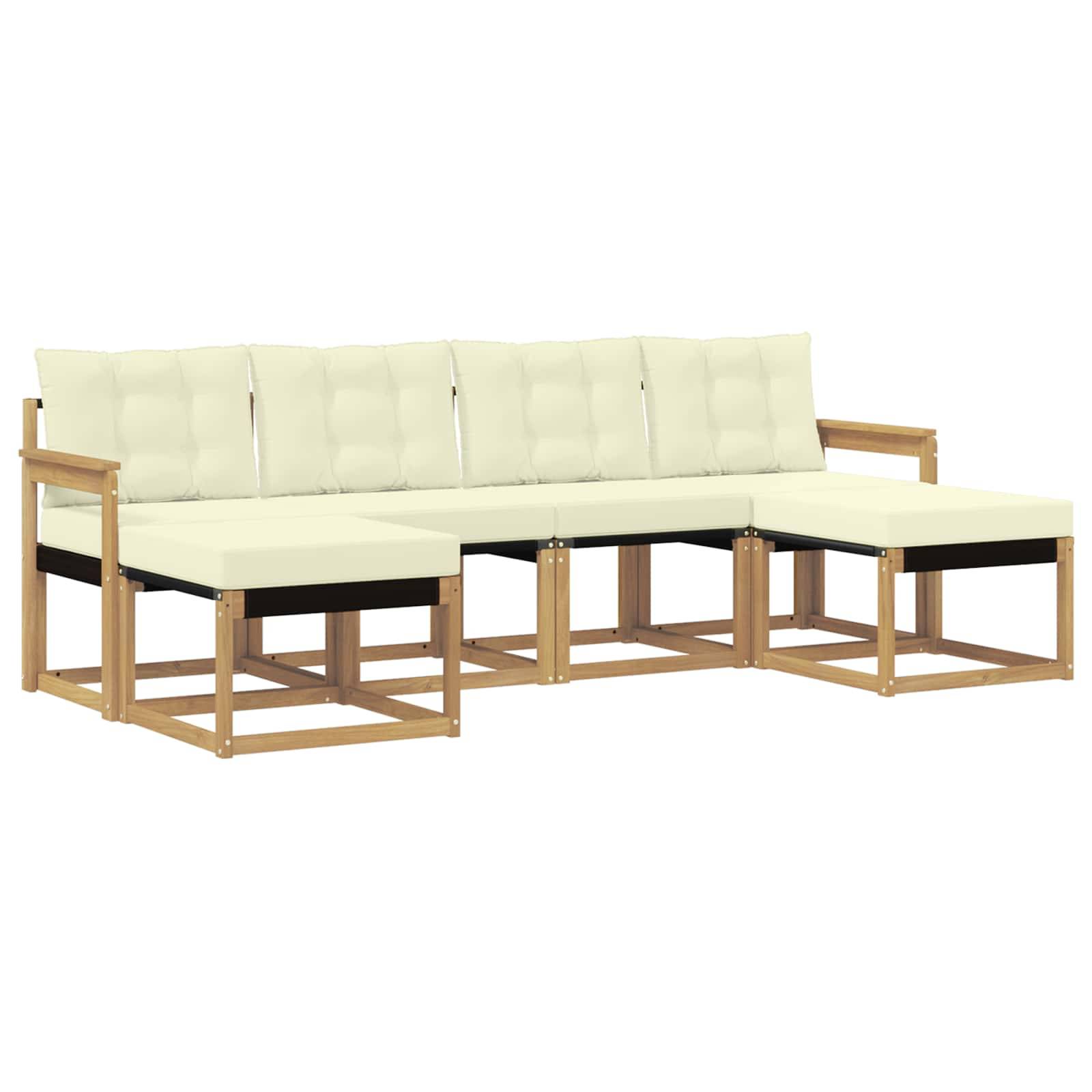 vidaXL Outdoor-Sofagarnitur mit Kissen 6 pcs Weiß und Creme