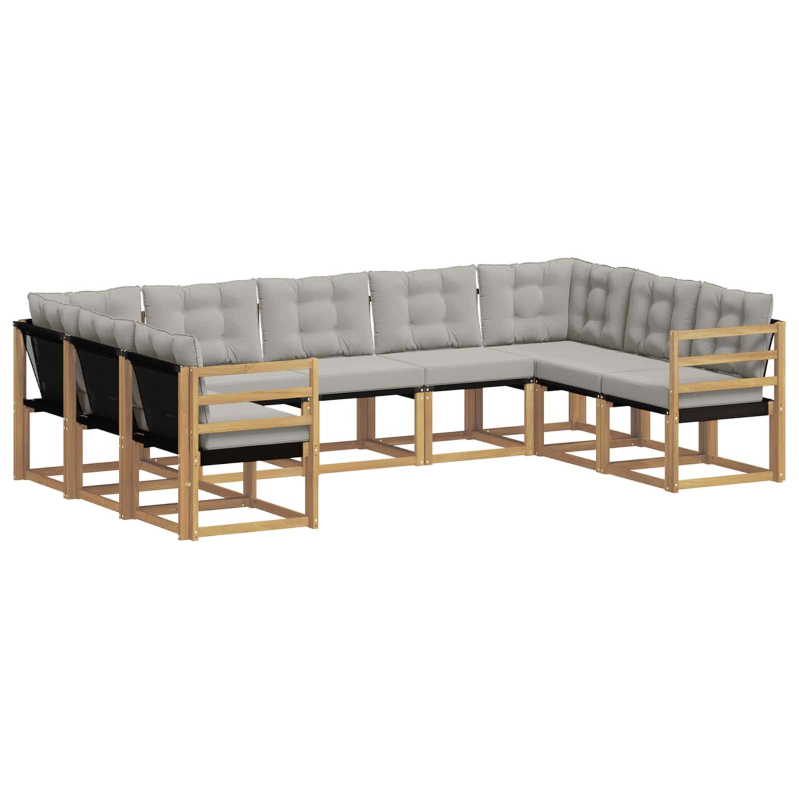 vidaXL Outdoor-Sofagarnitur mit Kissen 9 pcs Weiß und Hellgrau
