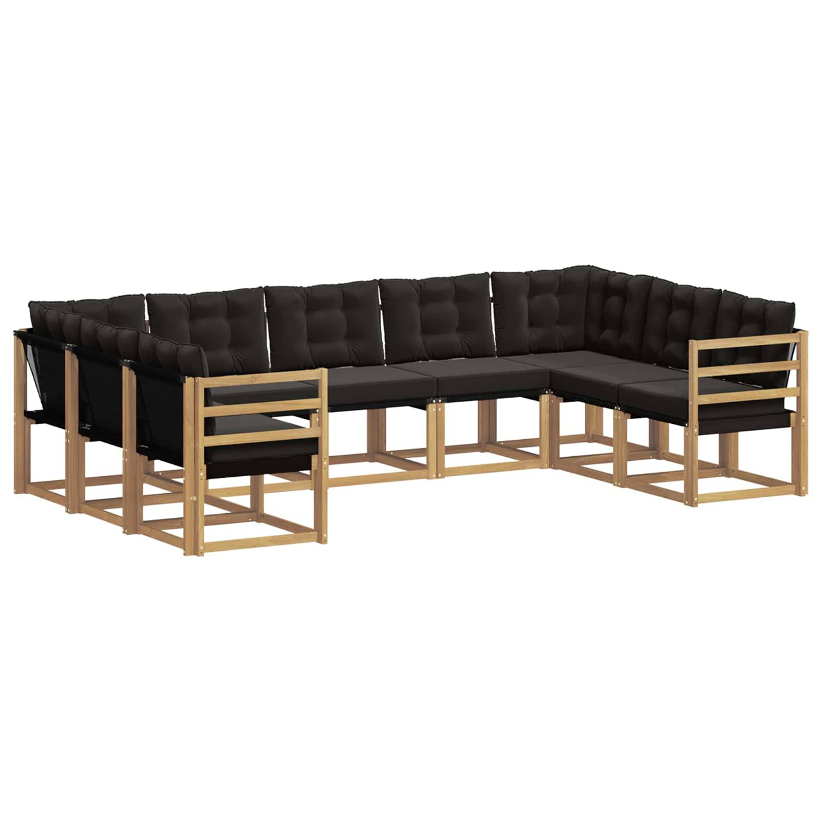 vidaXL Outdoor-Sofagarnitur mit Kissen 9 pcs Weiß und Schwarz