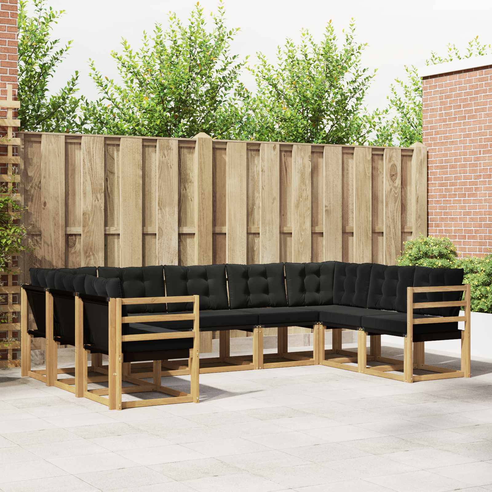 vidaXL Outdoor-Sofagarnitur mit Kissen 9 pcs Weiß und Schwarz