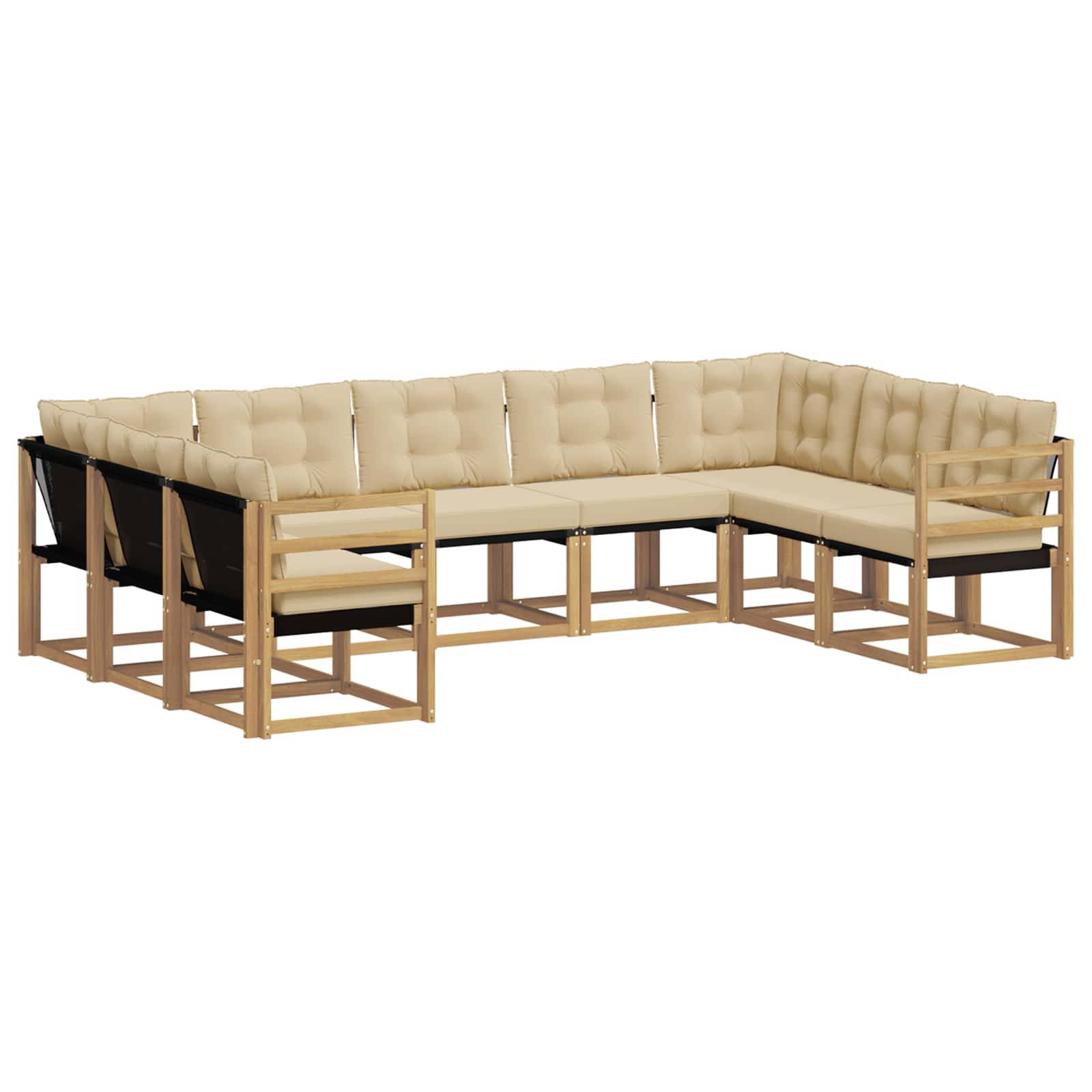 vidaXL Outdoor-Sofagarnitur mit Kissen 9 pcs Weiß und Beige