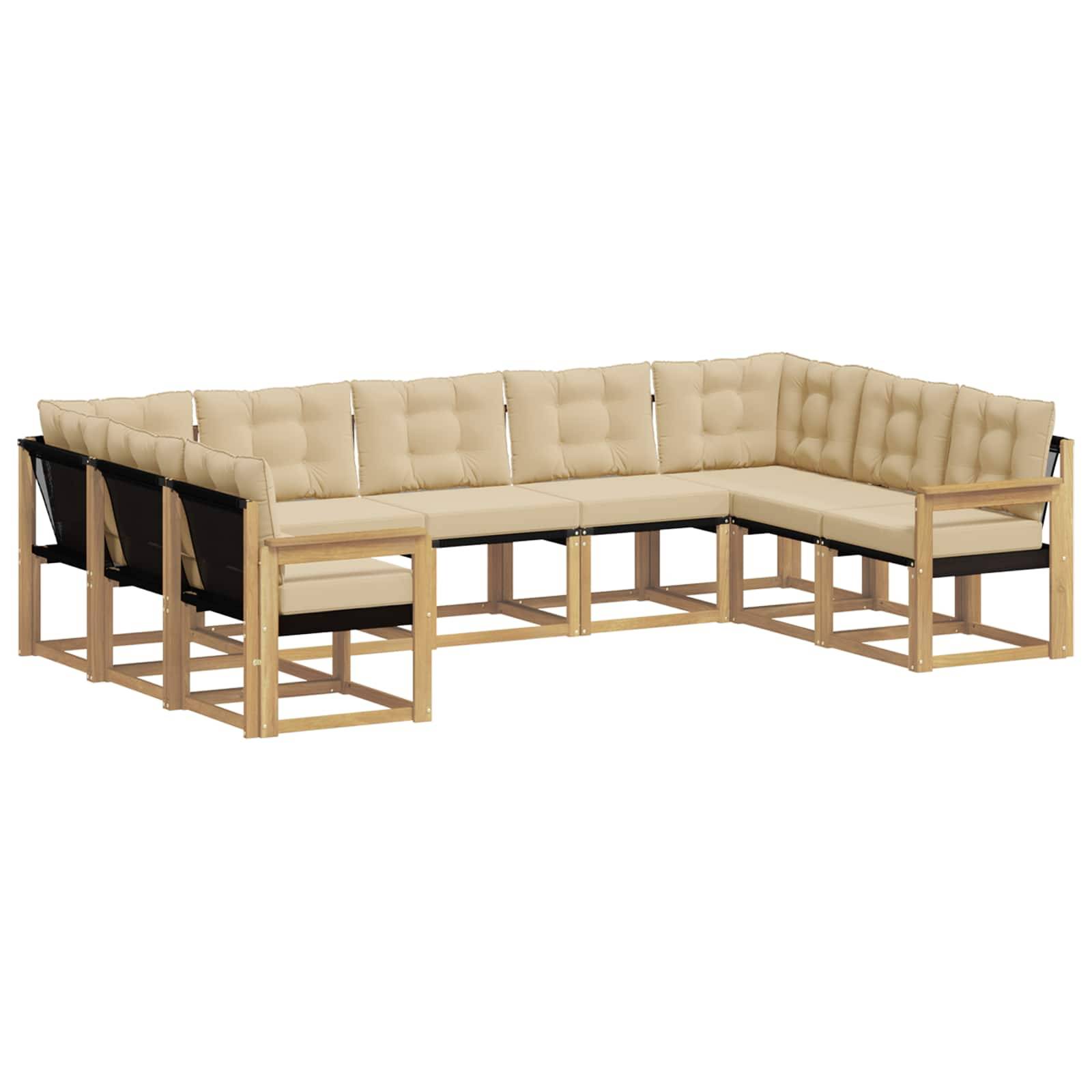 vidaXL Outdoor-Sofagarnitur mit Kissen 9 pcs Weiß und Beige