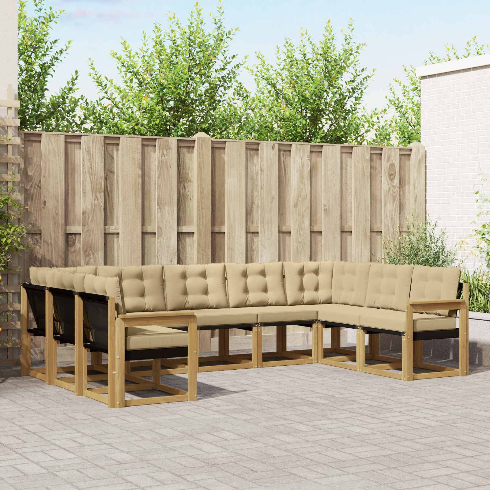 vidaXL Outdoor-Sofagarnitur mit Kissen 9 pcs Weiß und Beige
