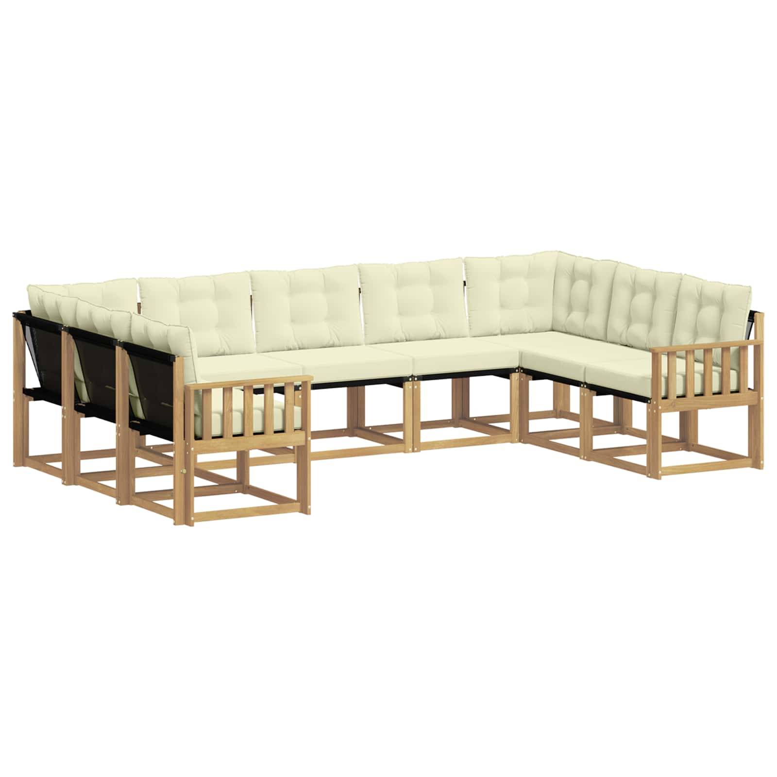 vidaXL Outdoor-Sofagarnitur mit Kissen 9 pcs Weiß und Creme
