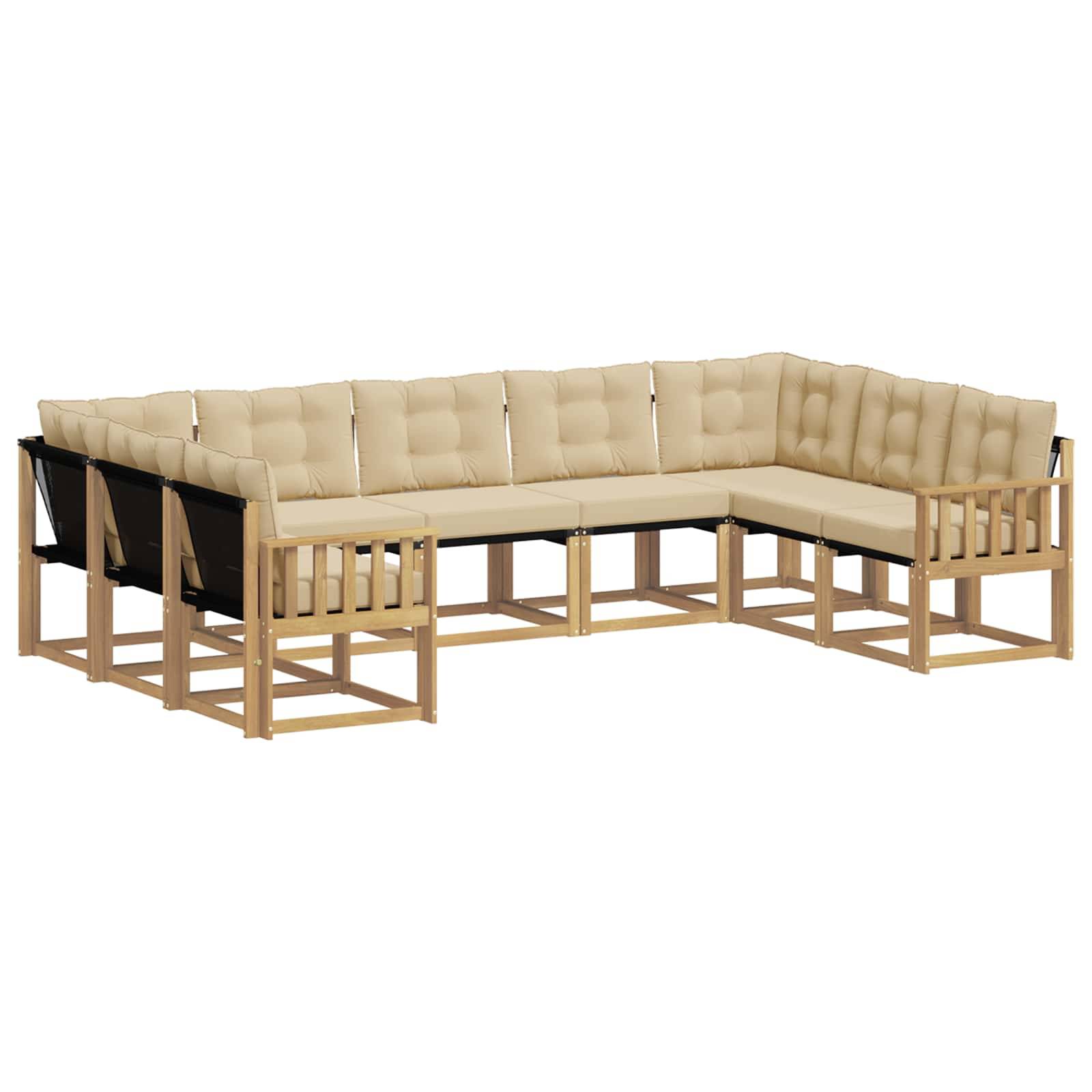 vidaXL Outdoor-Sofagarnitur mit Kissen 9 pcs Weiß und Beige