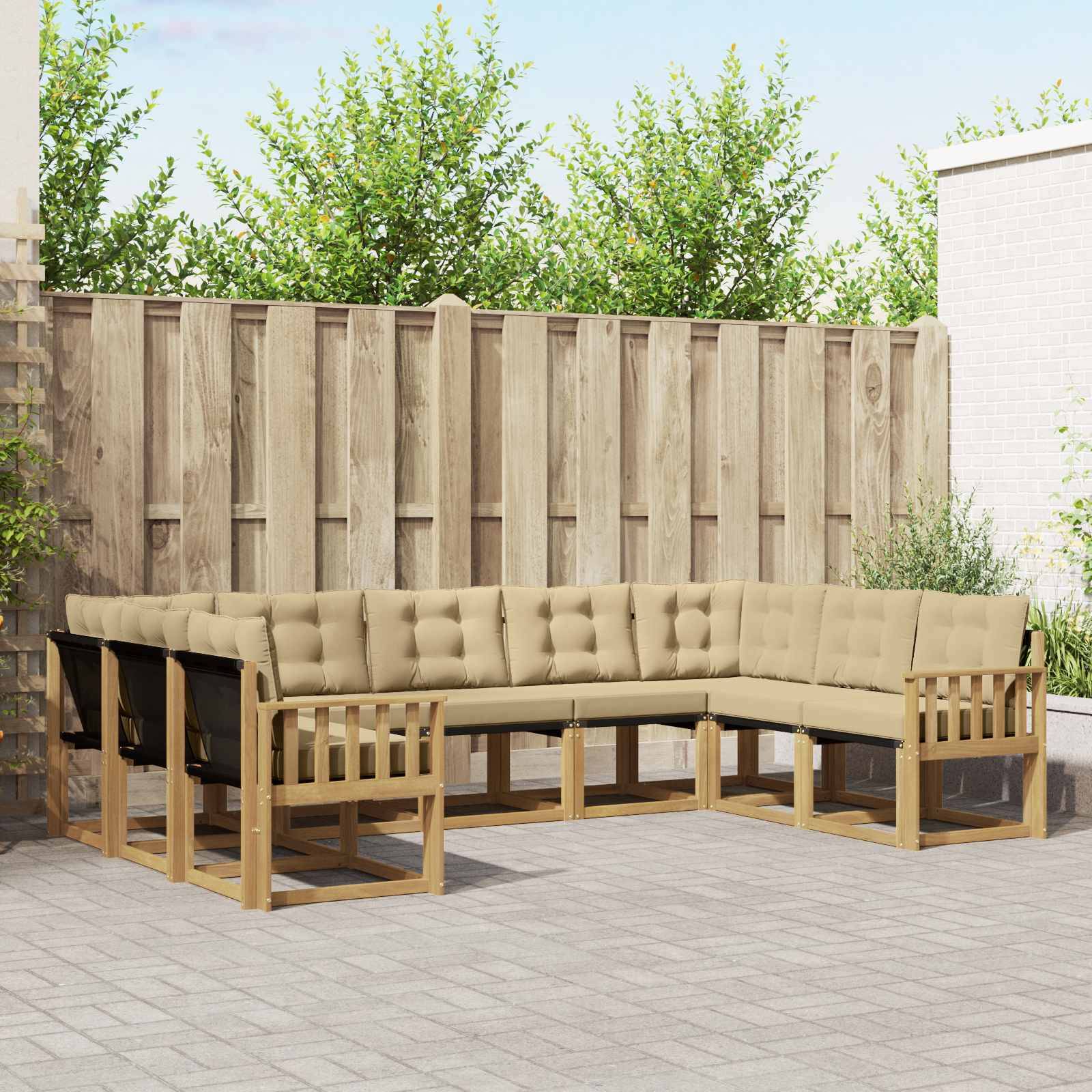 vidaXL Outdoor-Sofagarnitur mit Kissen 9 pcs Weiß und Beige
