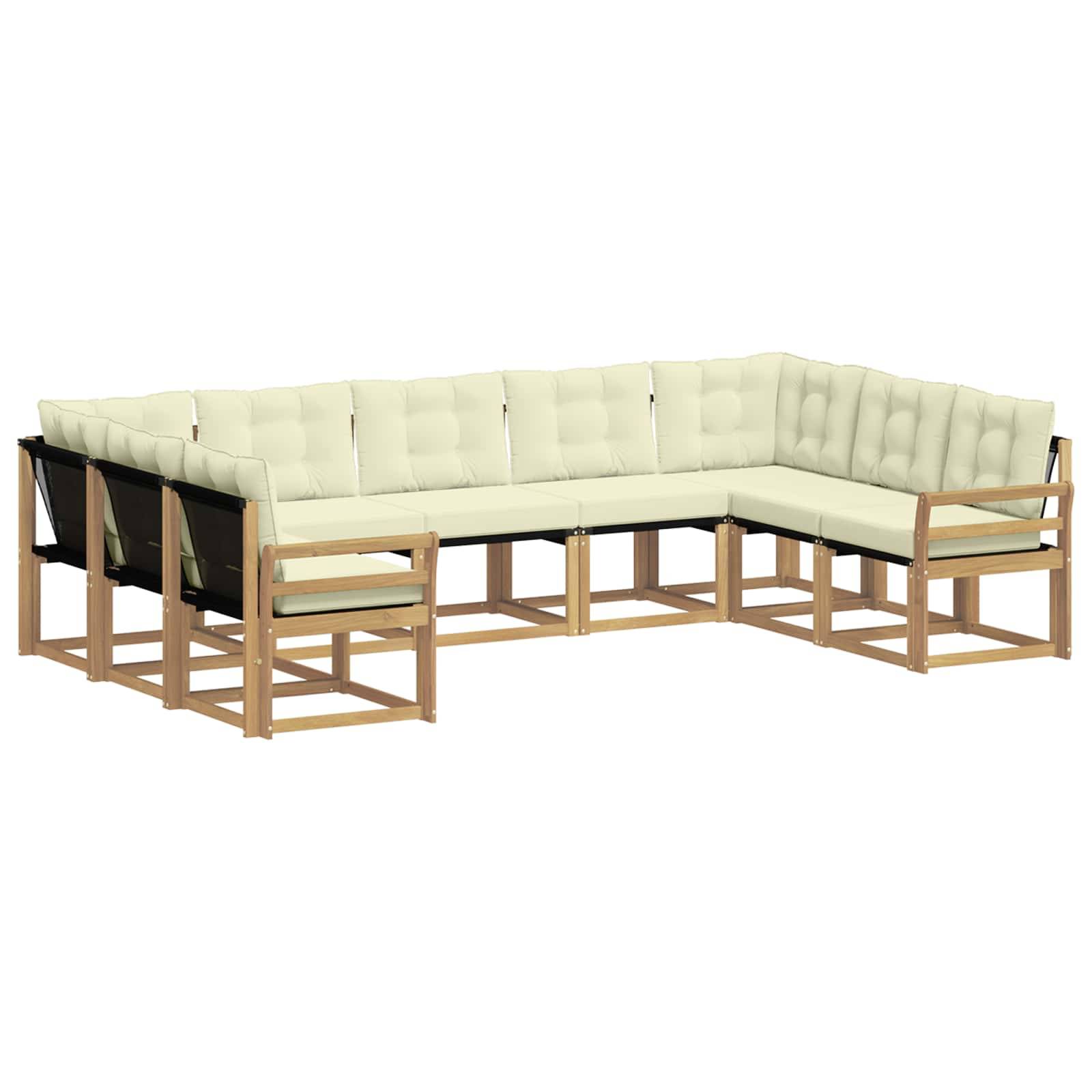 vidaXL Outdoor-Sofagarnitur mit Kissen 9 pcs Weiß und Creme