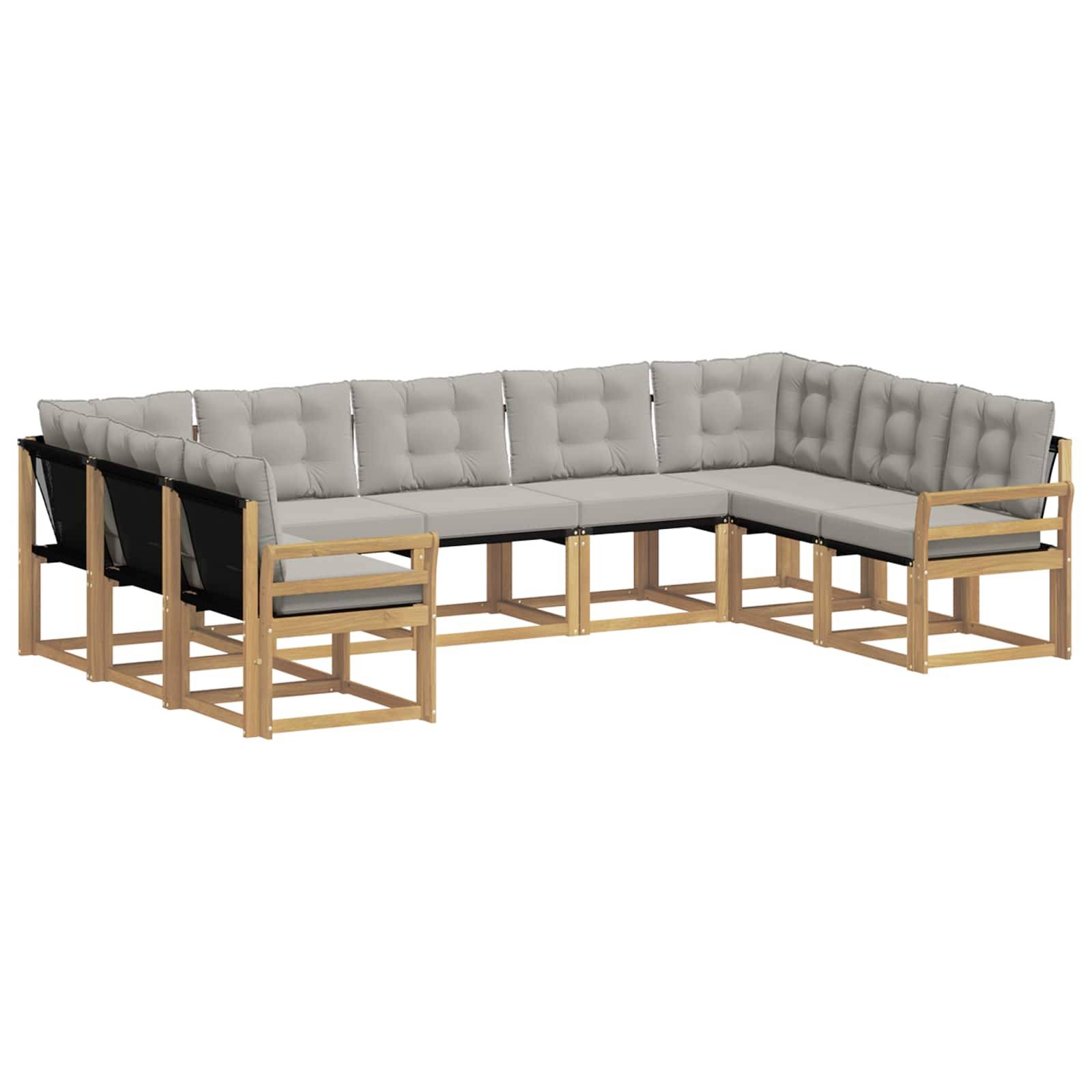 vidaXL Outdoor-Sofagarnitur mit Kissen 9 pcs Weiß und Hellgrau