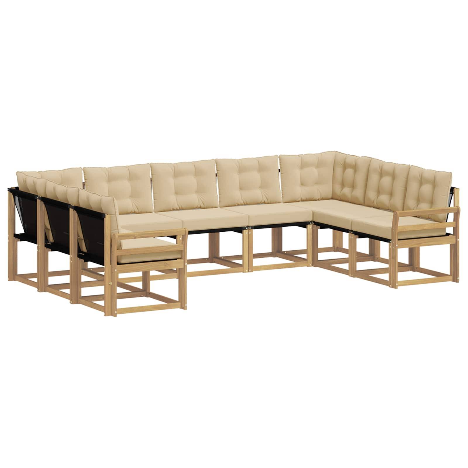 vidaXL Outdoor-Sofagarnitur mit Kissen 9 pcs Weiß und Beige