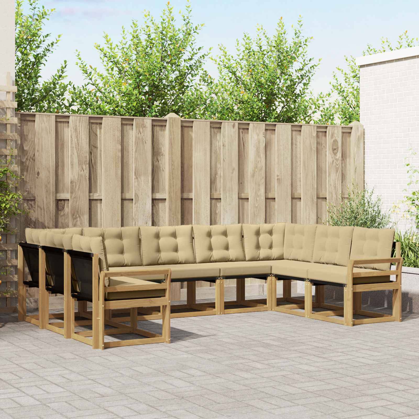 vidaXL Outdoor-Sofagarnitur mit Kissen 9 pcs Weiß und Beige