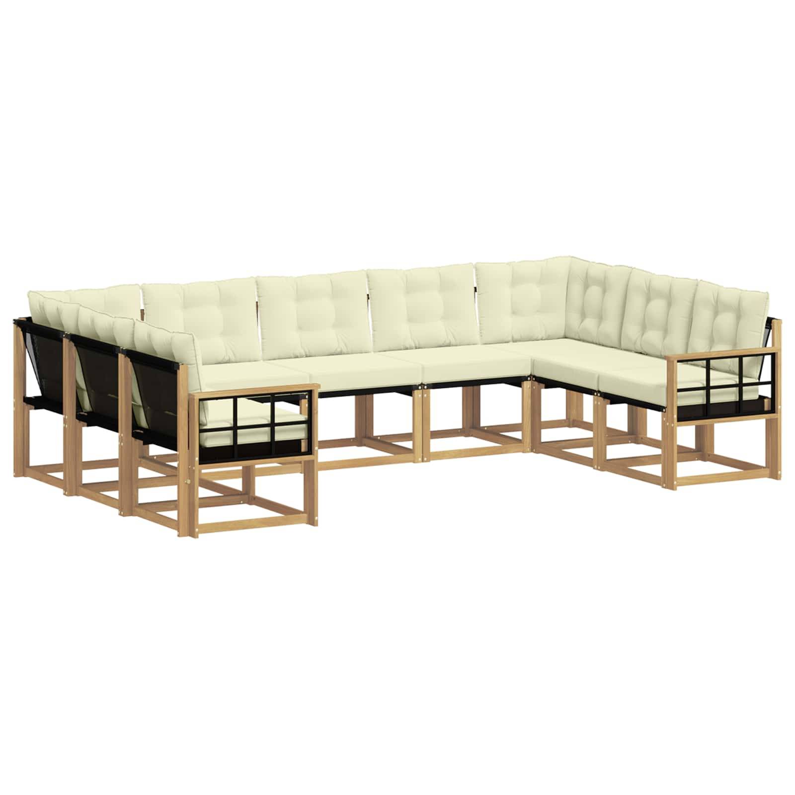 vidaXL Outdoor-Sofagarnitur mit Kissen 9 pcs Weiß und Creme