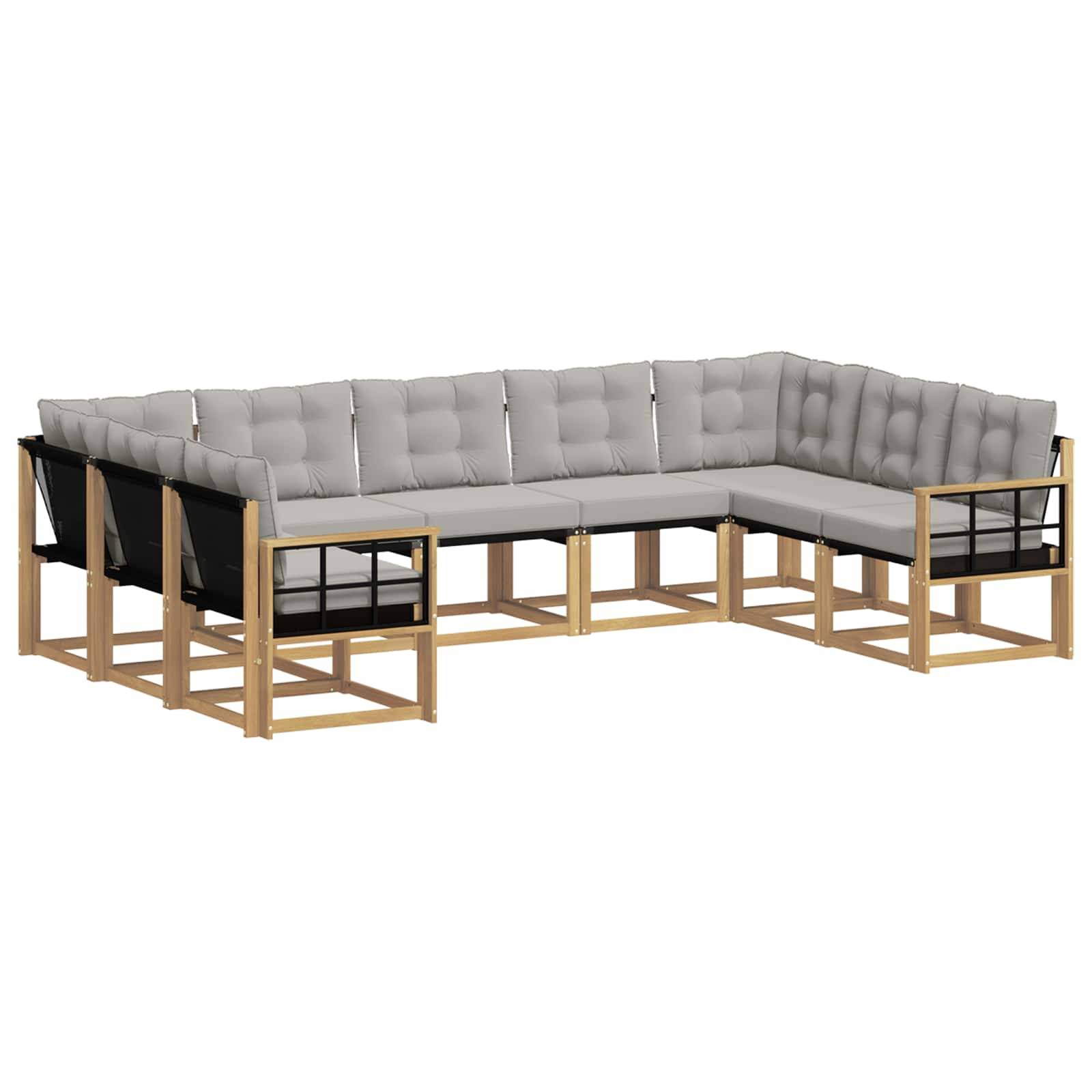 vidaXL Outdoor-Sofagarnitur mit Kissen 9 pcs Weiß und Hellgrau