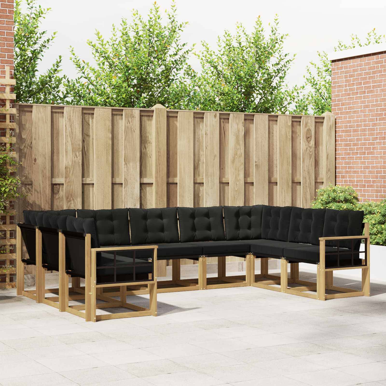vidaXL Outdoor-Sofagarnitur mit Kissen 9 pcs Weiß und Schwarz