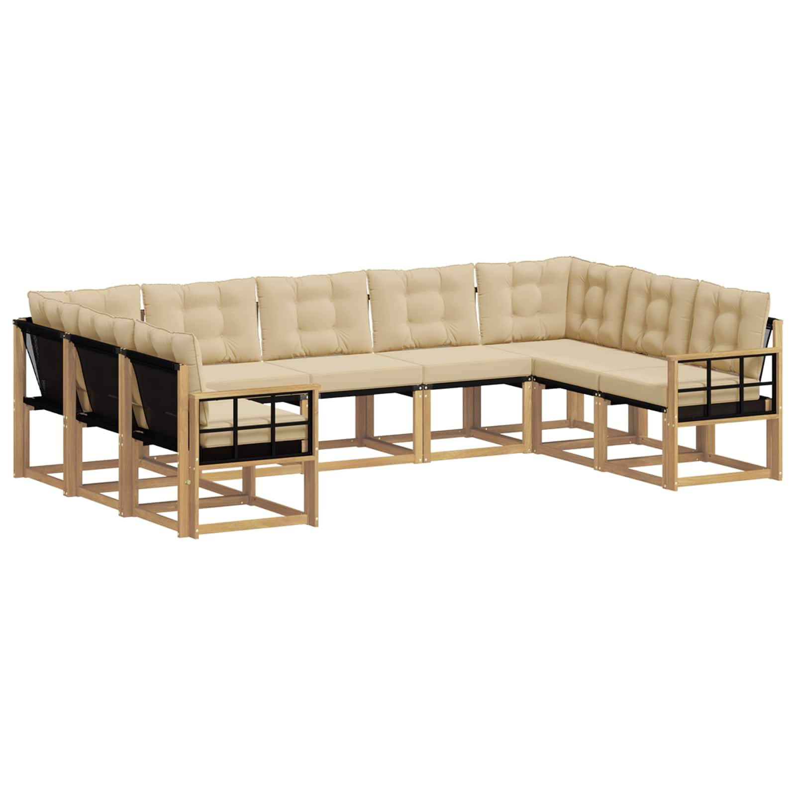 vidaXL Outdoor-Sofagarnitur mit Kissen 9 pcs Weiß und Beige