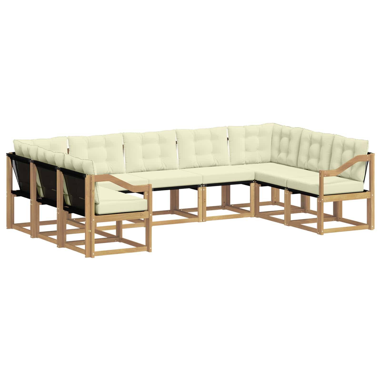 vidaXL Outdoor-Sofagarnitur mit Kissen 9 pcs Weiß und Creme