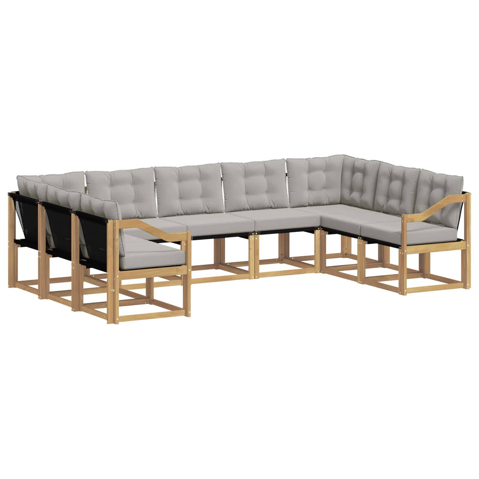 vidaXL Outdoor-Sofagarnitur mit Kissen 9 pcs Weiß und Hellgrau